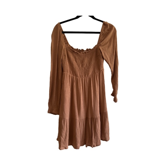 Abercrombie & Fitch - Rust - Long Sleeve - Smocked Mini Dress - M - Picture 2 of 3